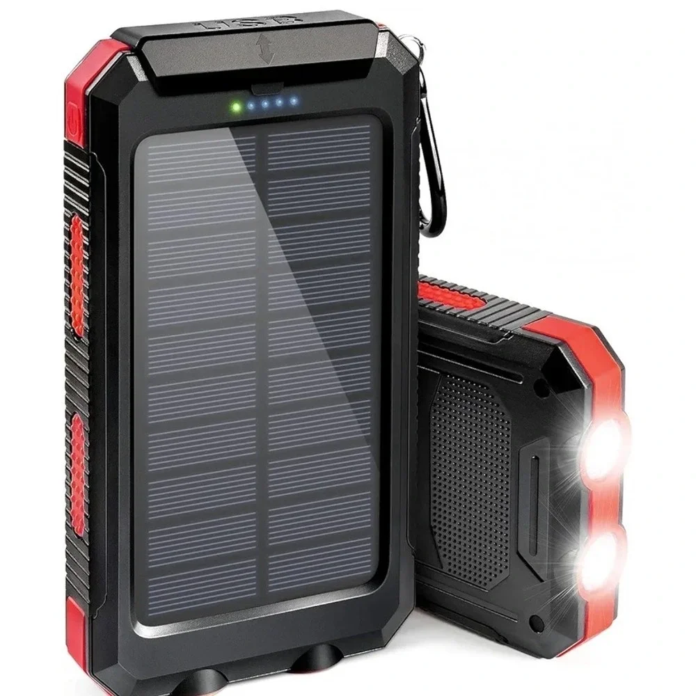 Power Bank 20000mAh Solar Portable Charger Backup Battery Dual LED IPX4 Shockpro